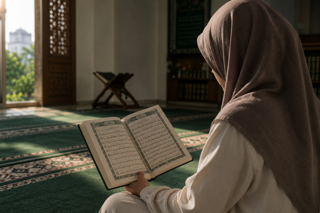 ilustrasi membaca alquran