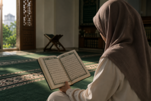 ilustrasi membaca alquran